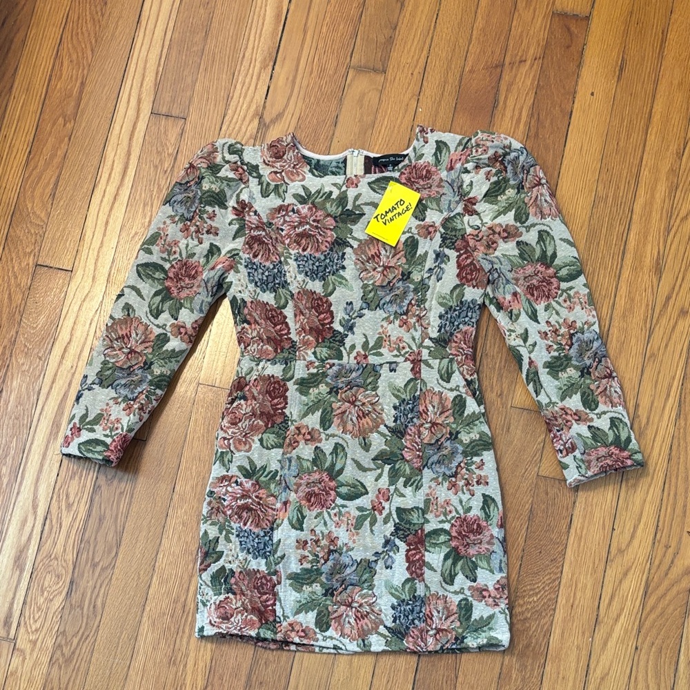 Jacqui E Floral Dress - Pink, Green, Gray